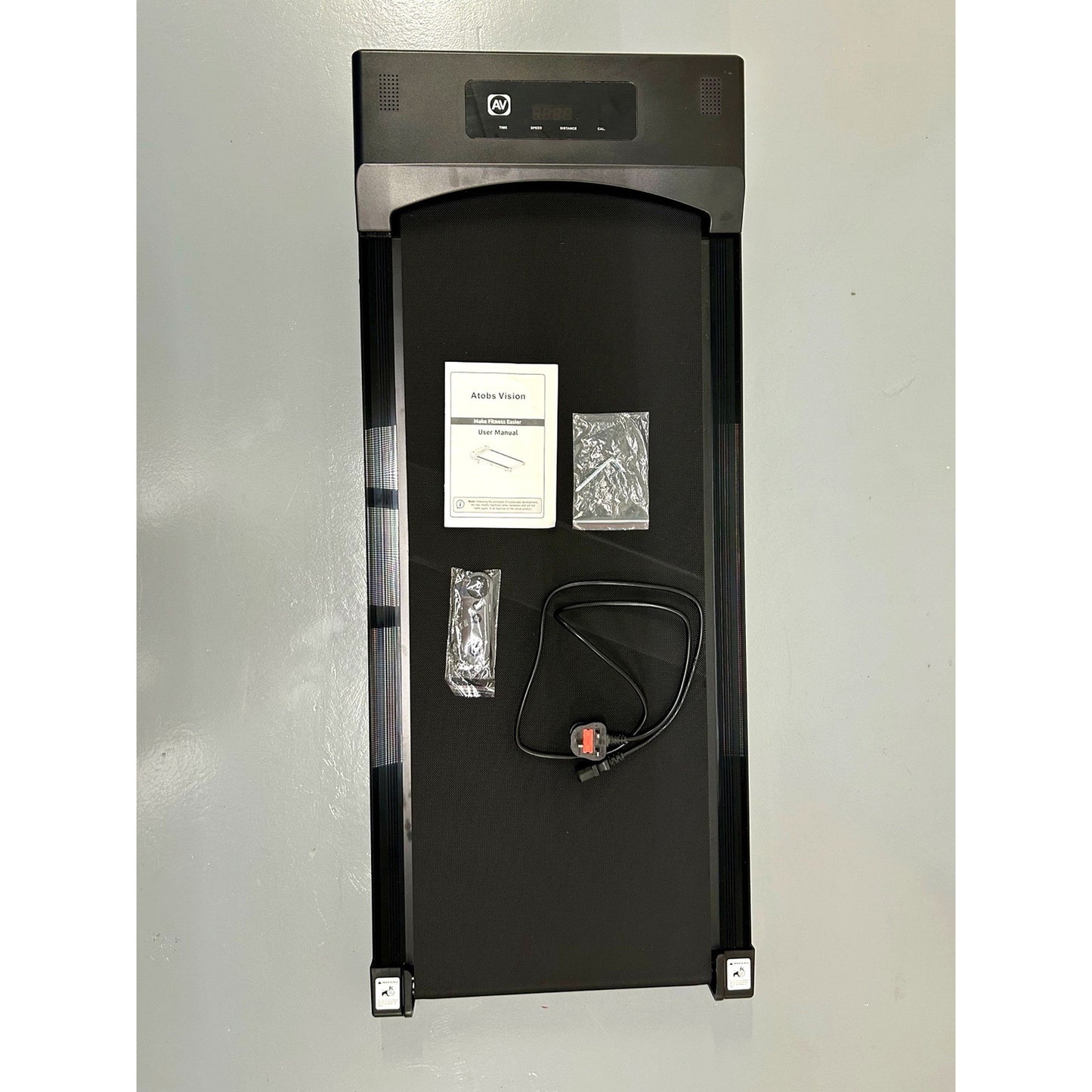 AV Under Desk Treadmill (Walking Pad) with instruction manual, allen key, remote control and cord